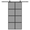 Sliding Door with Hardware Set - Black Tempered Glass 102.5x205cm