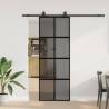  Sliding Door with Hardware Set Black 76x205 cm Tempered Glass Colour black and matt Pattern transparent Size 76 x 205 cm (200 cm sliding rail) Quantity in Package 1 