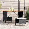 Garden Table with Acacia Wood Top - Black 105x75 cm | HipoMarket