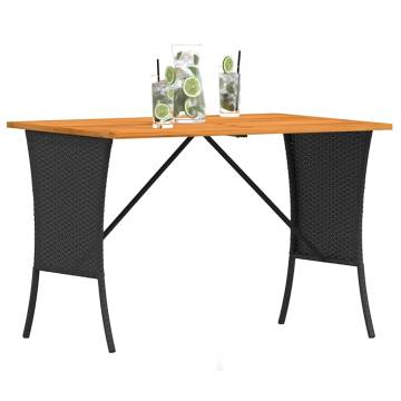 Garden Table with Acacia Wood Top - Black 105x75 cm | HipoMarket