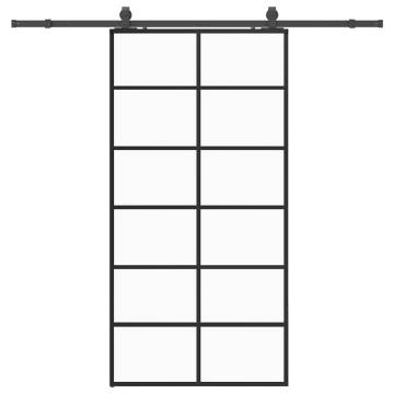 Sliding Door with Hardware Set Black 90x205 cm ESG Glass - HipoMarket