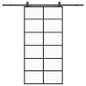 Sliding Door with Hardware Set Black 90x205 cm ESG Glass - HipoMarket