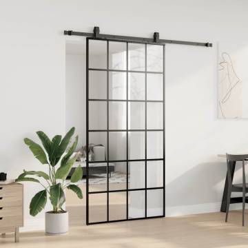 Sliding Door with Black Hardware Set - 102x205 cm ESG Glass