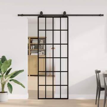 Sliding Door with Hardware Set Black 76x205 cm ESG Glass | HipoMarket