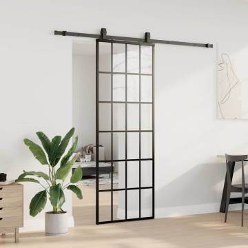 Sliding Door with Hardware Set Black 76x205 cm ESG Glass | HipoMarket