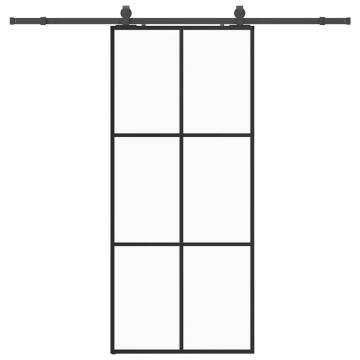 Black Sliding Door with Hardware Set - 90x205 cm ESG Glass