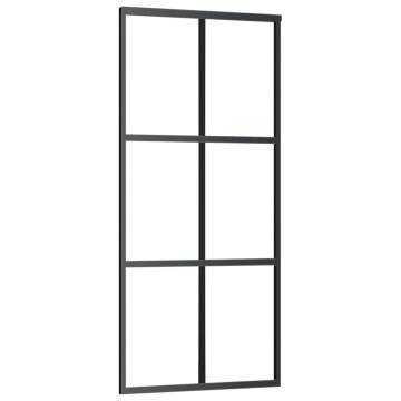 Black Sliding Door with Hardware Set - 90x205 cm ESG Glass