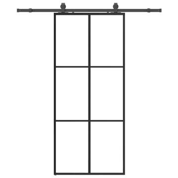 Sliding Door with Hardware Set - Black ESG Glass 90x205 cm