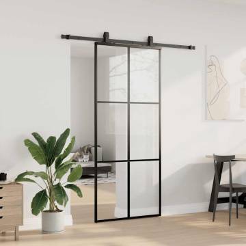 Sliding Door with Hardware Set - Black ESG Glass 90x205 cm