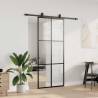 Sliding Door with Hardware Set - Black ESG Glass 90x205 cm