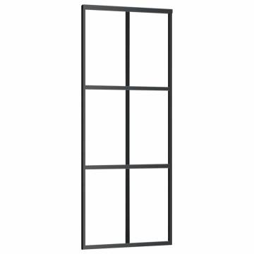 Sliding Door with Hardware Set - Black ESG Glass 90x205 cm