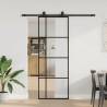  Sliding Door with Hardware Set Black 76x205 cm ESG Glass Colour black Pattern transparent Size 76 x 205 cm (183 cm sliding rail) Quantity in Package 1 