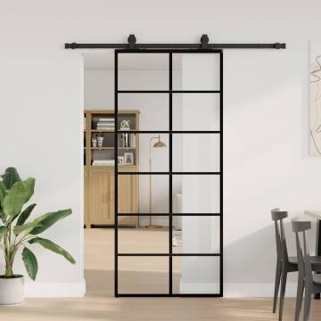 Sliding Door with Hardware Set Black 90x205 cm ESG Glass