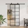  Sliding Door with Hardware Set Black 90x205 cm ESG Glass Pattern 6 x 2 grids Size 90 x 205 cm (183 cm sliding rail) Quantity in Package 1 