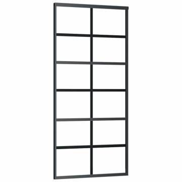 Sliding Door with Hardware Set Black 90x205 cm ESG Glass