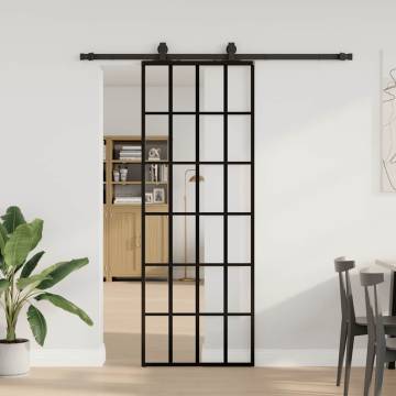 Sliding Door with Hardware Set - Black ESG Glass 76x205 cm