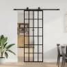  Sliding Door with Hardware Set Black 76x205 cm ESG Glass Pattern 6 x 4 grids Size 76 x 205 cm (183 cm sliding rail) Quantity in Package 1 