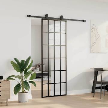 Sliding Door with Hardware Set - Black ESG Glass 76x205 cm