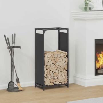 Firewood Rack Black 44x28x90 cm | Sturdy Cold-Rolled Steel