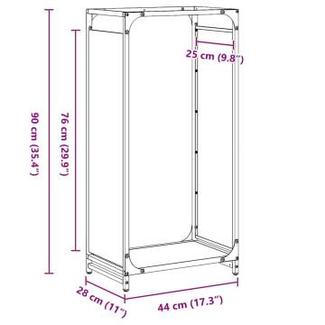 Firewood Rack Black 44x28x90 cm | Sturdy Cold-Rolled Steel