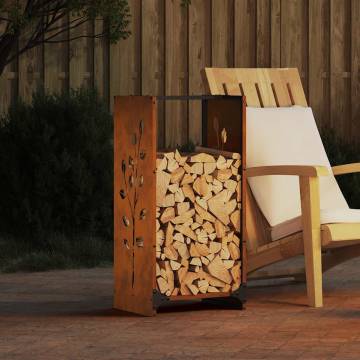 Sturdy Firewood Rack 40x30x80 cm in Weathering Steel | HipoMarket