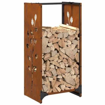 Sturdy Firewood Rack 40x30x80 cm in Weathering Steel | HipoMarket