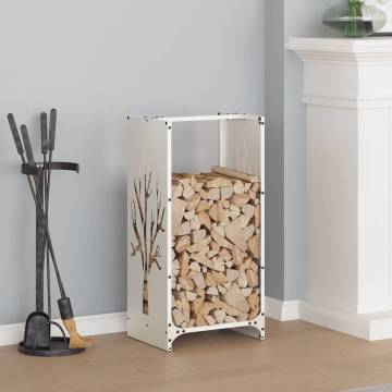 Firewood Rack White 40x30x80 cm - Durable Steel Storage