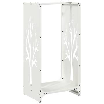 Firewood Rack White 40x30x80 cm - Durable Steel Storage