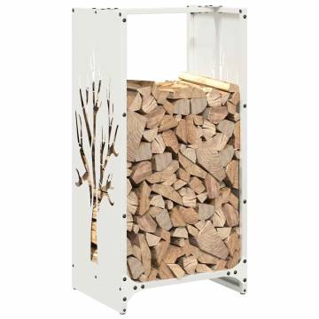 Firewood Rack White 40x30x80 cm - Durable Steel Storage