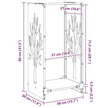 Firewood Rack White 40x30x80 cm - Durable Steel Storage