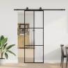  Sliding Door with Hardware Set Black 76x205 cm ESG Glass Pattern 3 x 2 grids Size 76 x 205 cm (200 cm sliding rail) Quantity in Package 1 