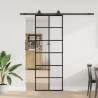  Sliding Door with Hardware Set Black 76x205 cm ESG Glass Pattern 6 x 2 grids Size 76 x 205 cm (200 cm sliding rail) Quantity in Package 1 