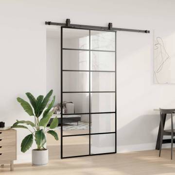 Sliding Door with Hardware Set Black - 102x205 cm ESG Glass