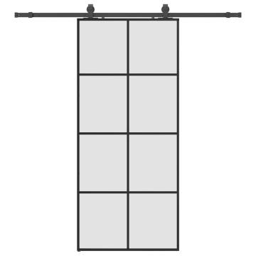 Sliding Door with Hardware Set Black 90x205 cm ESG Glass