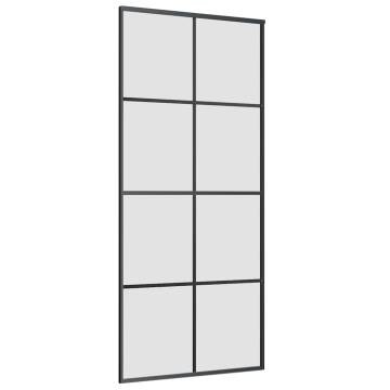 Sliding Door with Hardware Set Black 90x205 cm ESG Glass