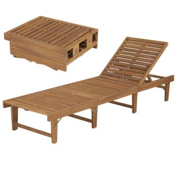 Folding Sun Lounger in Solid Acacia Wood | Hipomarket UK