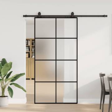 Stylish Black Sliding Door with Hardware Set | ESG Glass 102.5x205 cm