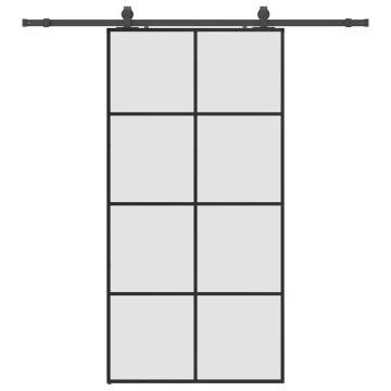 Stylish Black Sliding Door with Hardware Set | ESG Glass 102.5x205 cm