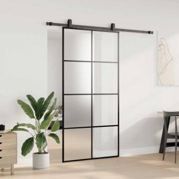 Stylish Black Sliding Door with Hardware Set | ESG Glass 102.5x205 cm