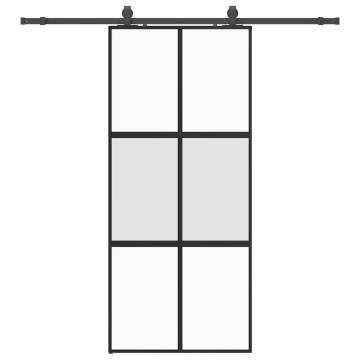 Stylish Black Sliding Door with Hardware Set - 90x205 cm