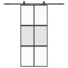 Stylish Black Sliding Door with Hardware Set - 90x205 cm