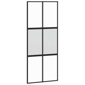 Stylish Black Sliding Door with Hardware Set - 90x205 cm