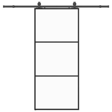 Sliding Door with Hardware Set Black 90x205 cm ESG Glass