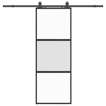 Stylish Black Sliding Door with Hardware Set - 76x205 cm