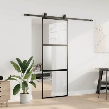 Stylish Black Sliding Door with Hardware Set - 76x205 cm