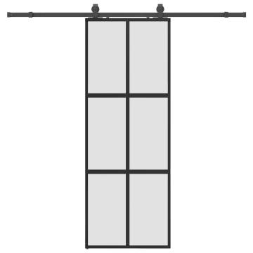 Stylish Black Sliding Door with Hardware Set - 76x205 cm