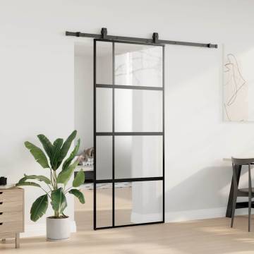 Sliding Door with Hardware Set Black - 90x205 cm | HiPo Market