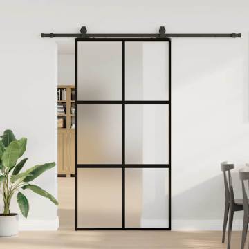 Stylish Black Sliding Door with Hardware Set - 102.5x205 cm