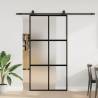  Sliding Door with Hardware Set Black 102.5x205 cm Tempered Glass Colour black and matt Size 102.5 x 205 cm (213 cm sliding rail) Quantity in Package 1 Model 4x2 grids 