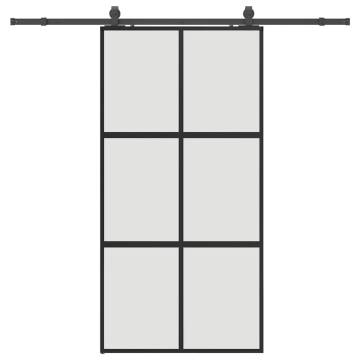 Stylish Black Sliding Door with Hardware Set - 102.5x205 cm